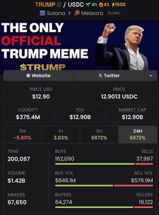 Trumps Meme Coin Hits 13 Billion Market Cap In Just Hours Surpassing Major Crypto Names 
