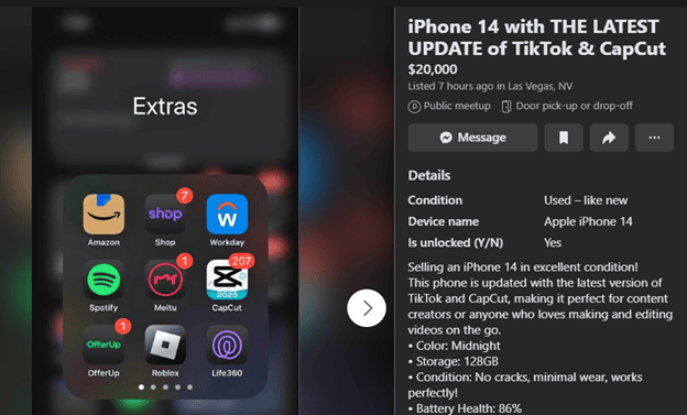 Used Iphones With Tiktok Pre Installed Selling At High Prices On Ebay And Facebook Marketplace 