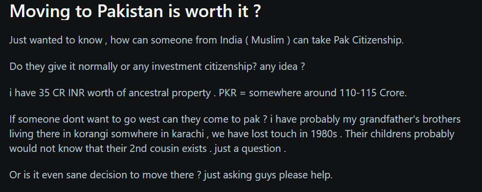 An Indian Wants To Migrate To Pakistan What Follows Is An Epic Reddit Suggestion Show 