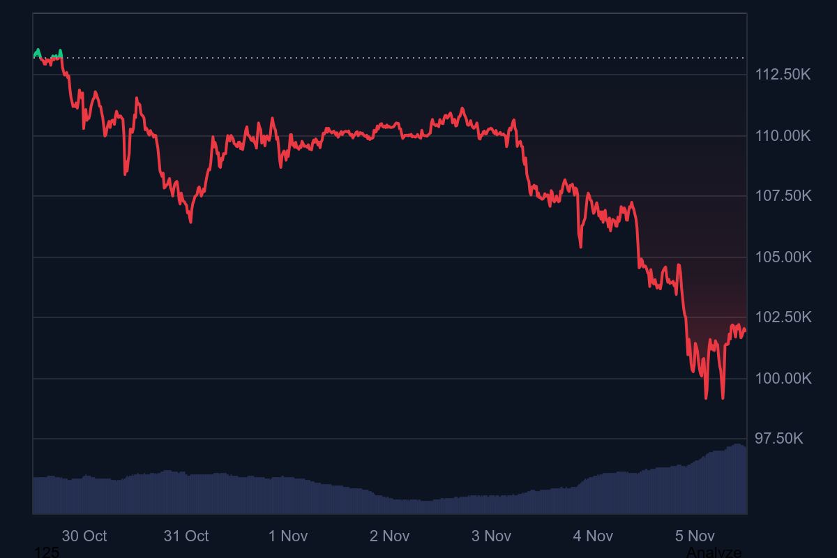 Bitcoin Dips Below 100000 Before Stabilizing But Markets Shudder 
