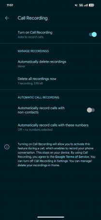 Google Call Recording feature