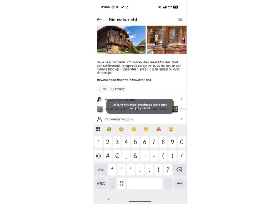 three hashtags per post on instagram