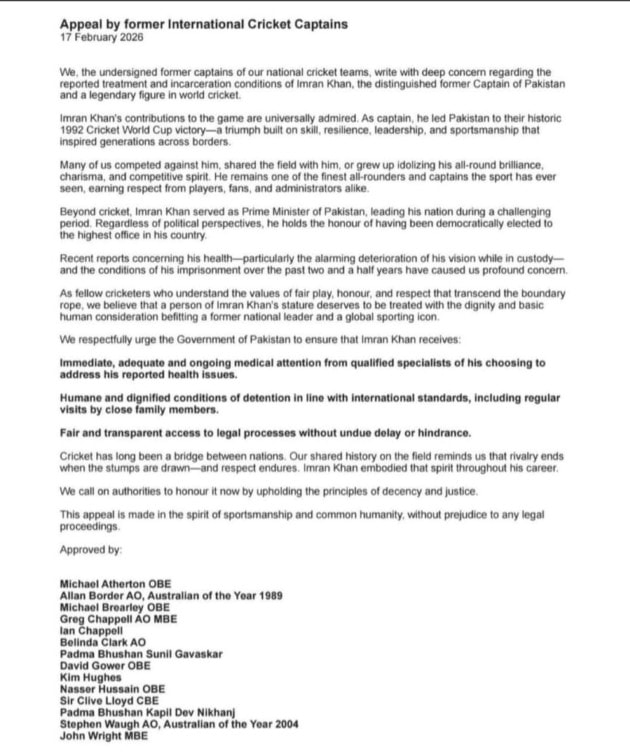 Former International Captains Send Letter To Pm Shehbaz Sharif For Imran Khan 