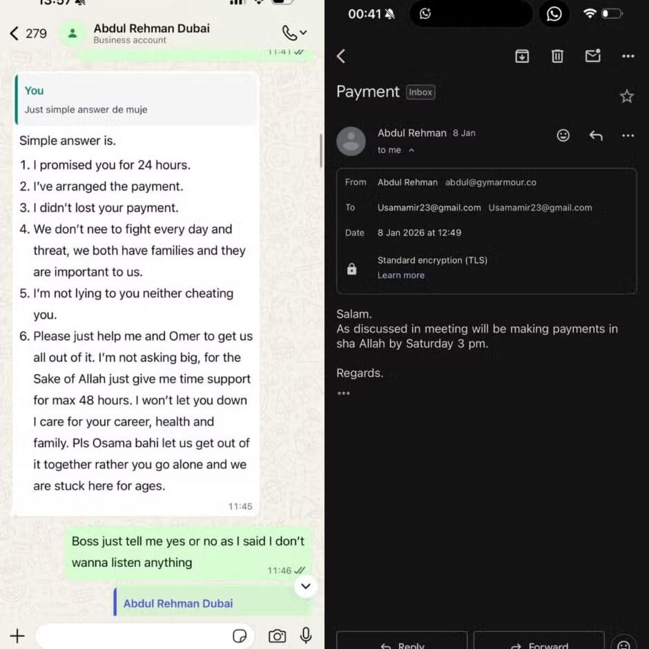 Usama Mir Scam Screenshots