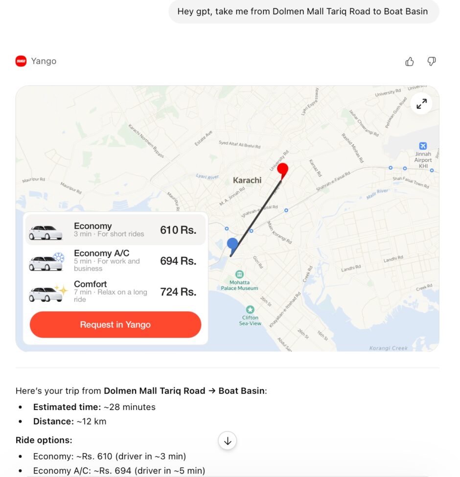 Yango Ride On Chatgpt App