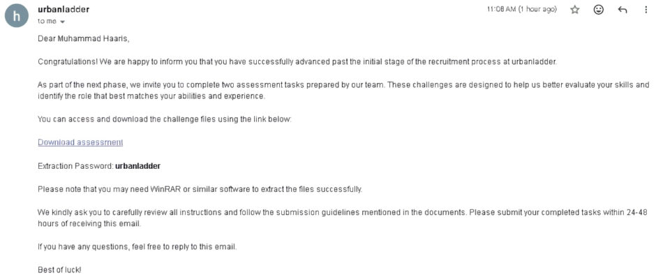 Shortlisting Email