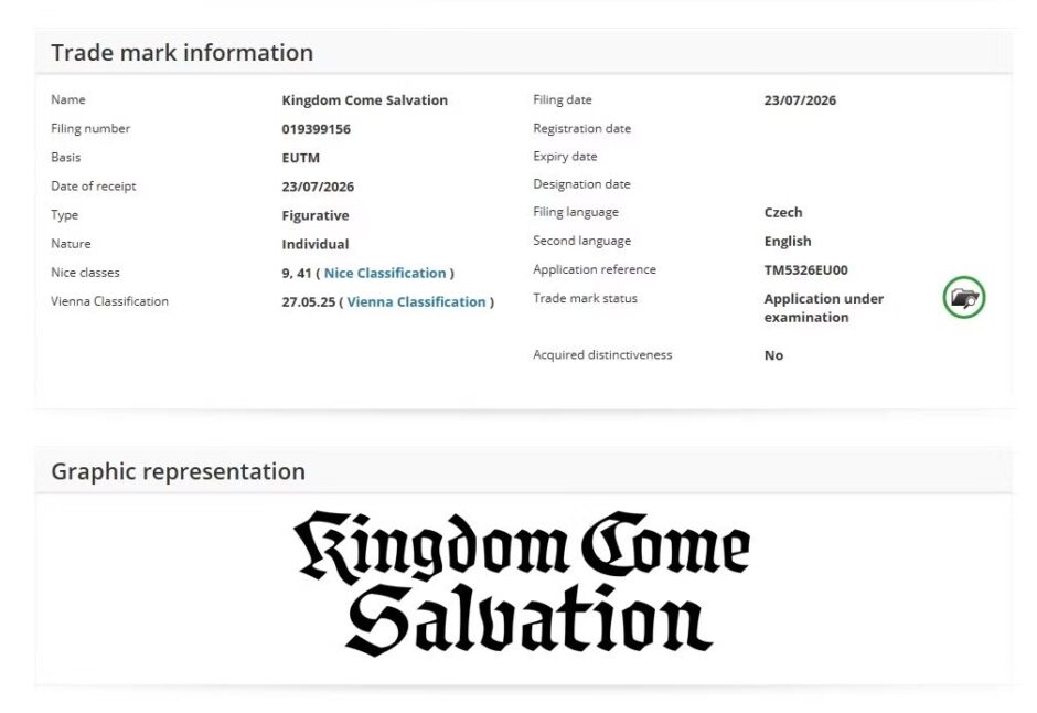 New Trademark Filing Reveals the Next Kingdom Come RPG Title