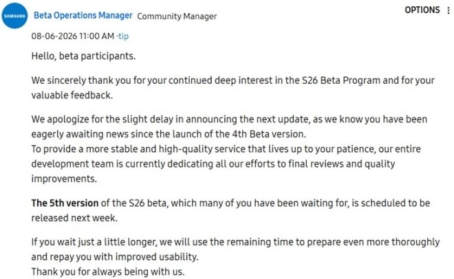 Beta Operations Manager's Post