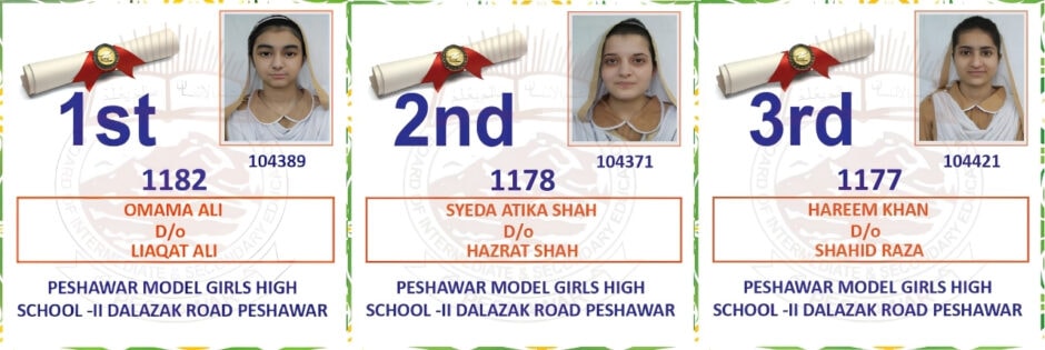 BISE Peshawar Top 3 Science Group Position Holders in Matric