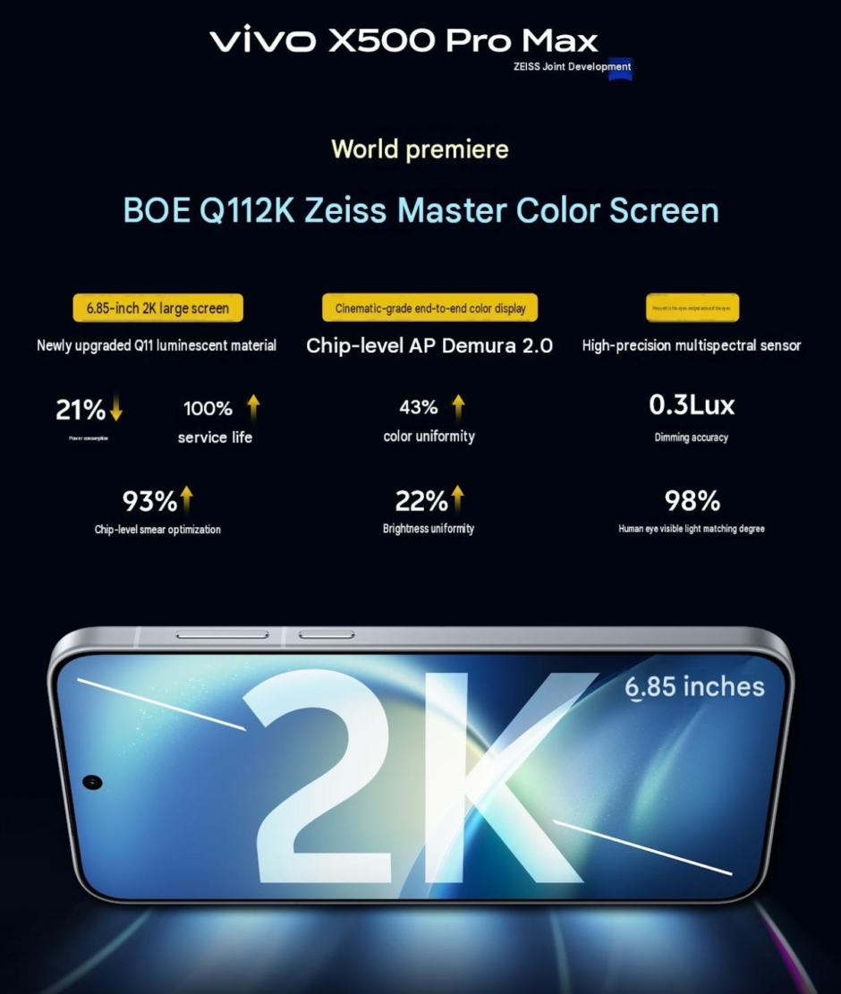 Vivo X500 Pro Max Display Specs