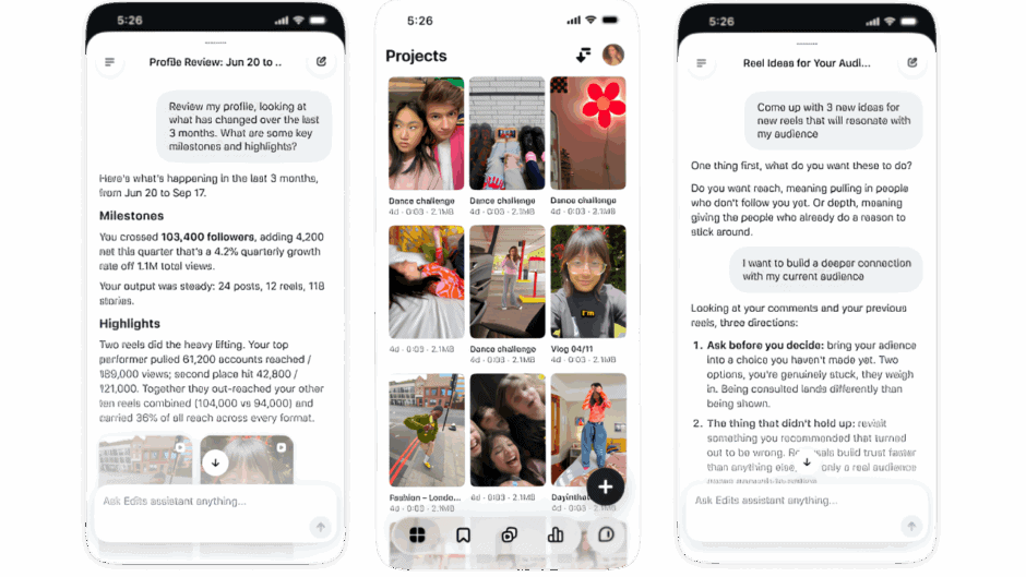Meta Launches AI Assistant in 'Edits' App to Guide Instagram Creators