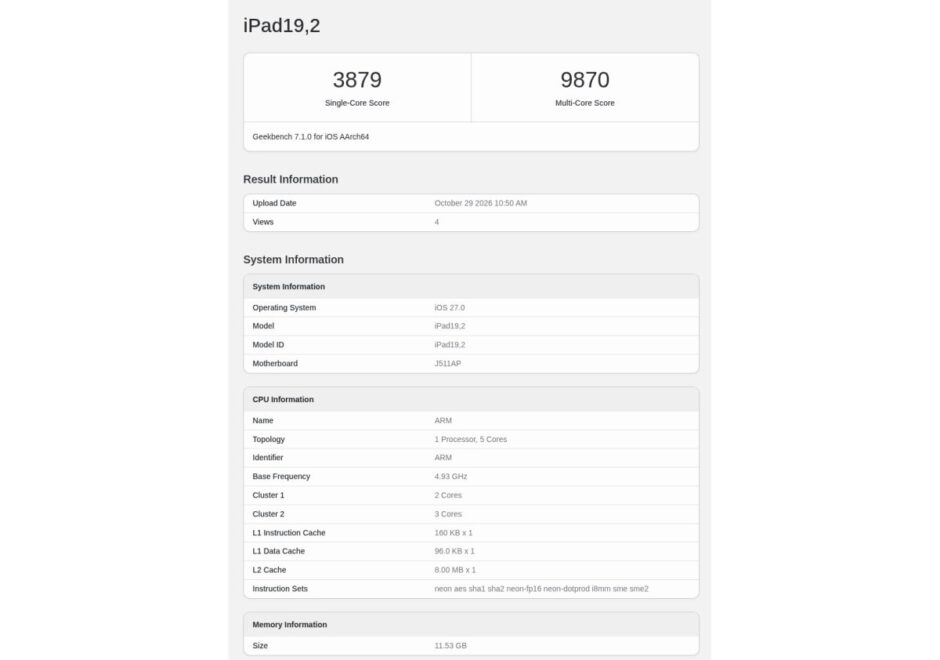Geekbench Ipad
