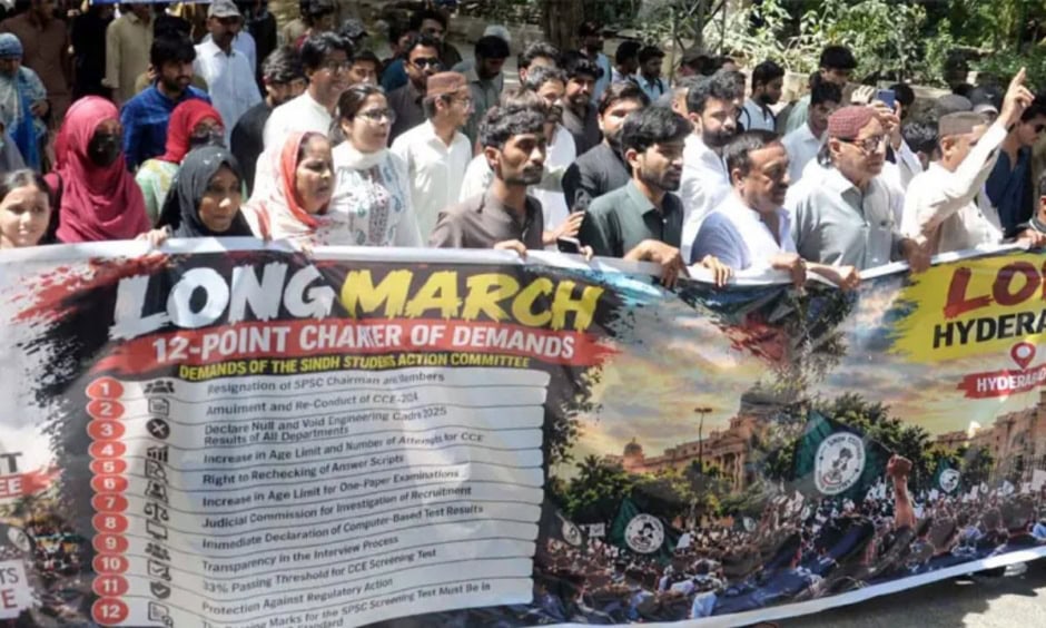 After 81 Days Of Protest Failed Cce Candidates Hit The Road To Karachi