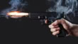 Shot From A Handgun With Fire And Smoke