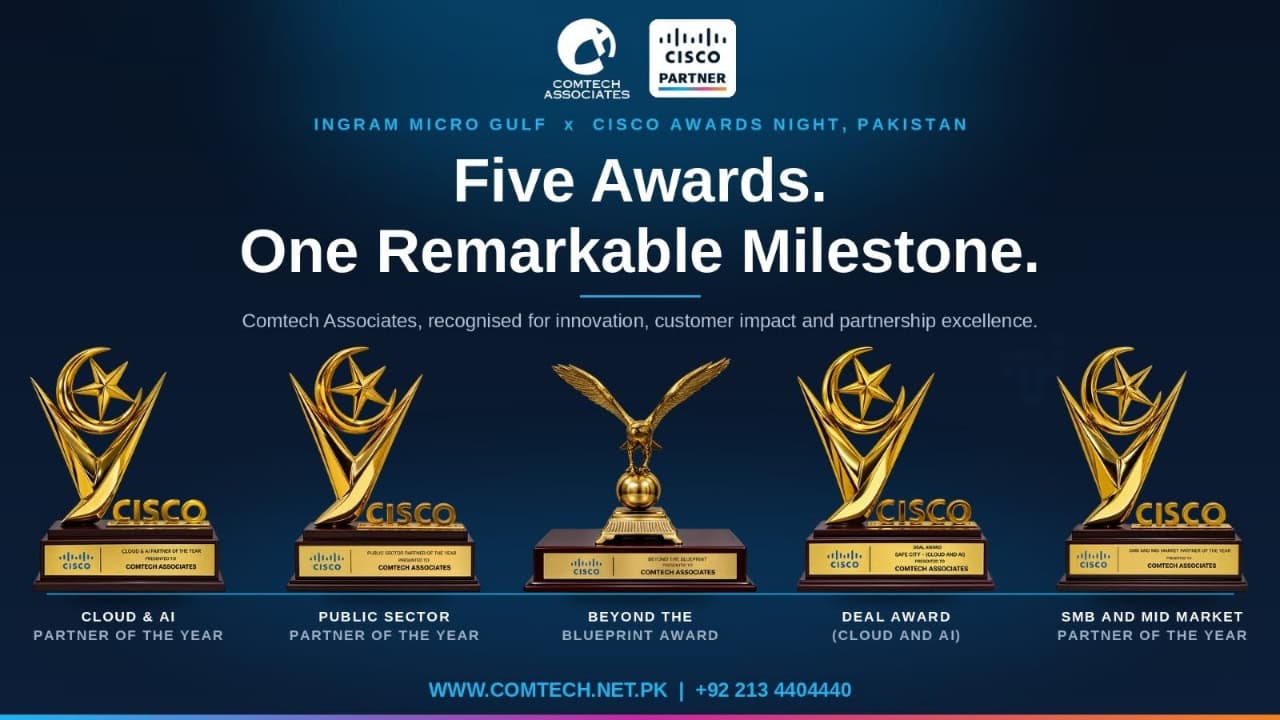 Five Awards, One Milestone: Comtech Associates Honored at the Ingram Micro Gulf x Cisco Awards Night in Pakistan