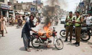 Motorcyclist Sets Bike On Fire After Rs2000 Traffic Challan